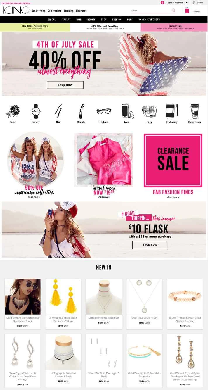 Icing は、米国を拠点とする女性向けファッションジュエリーおよびアクセサリーのオンライン小売業者です。