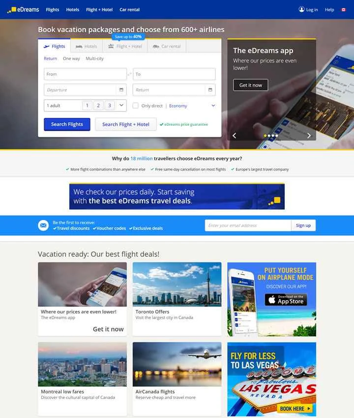 eDreams カナダ: 格安航空券、ホテル、バケーション