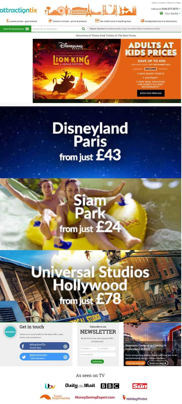 英国のアトラクションチケットウェブサイト：attractiontix