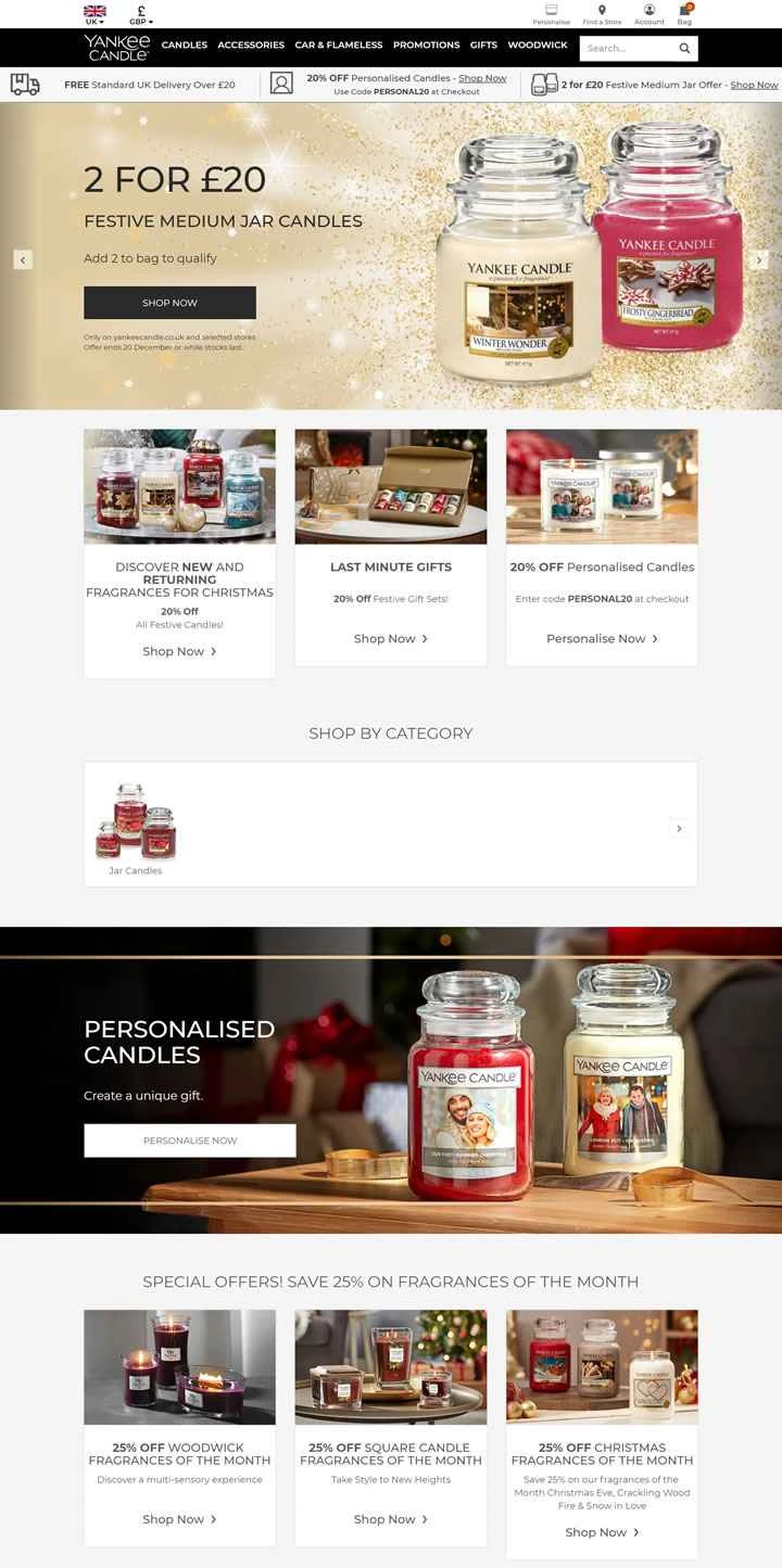ヤンキーキャンドルは、英国を拠点とするキャンドル、キャンドルアクセサリー、ホームフレグランスのオンライン小売業者です。