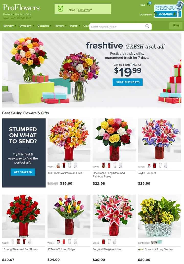 ProFlowers は、米国のオンライン花配達サービスです。