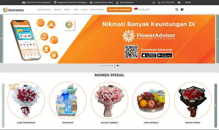 フラワーアドバイザーインドネシア：オンライン花屋