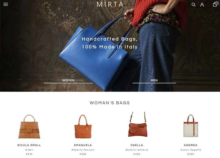 MIRTA公式サイト：ハンドメイドバッグ、100%イタリア製
