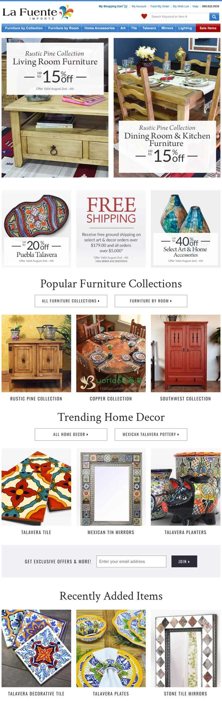 カントリー家具、メキシコ家具、タラベラタイル、フォークアート：La Fuente