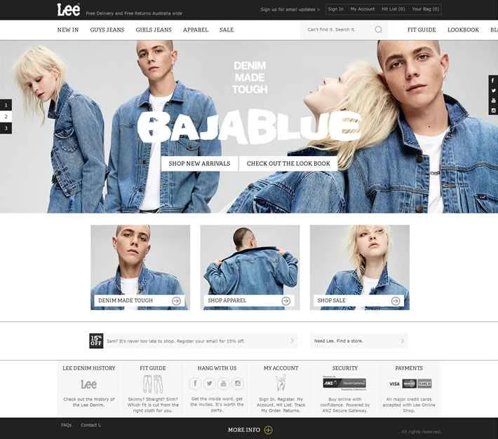 Lee Jeans Australia 公式サイト: 有名なアメリカのジーンズブランド