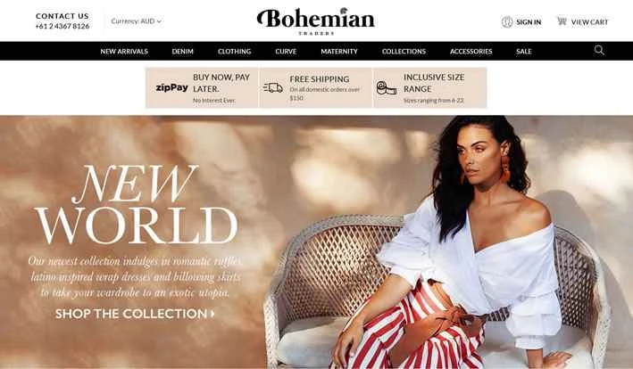 Bohemian Traders は、オーストラリア発のモダンなボヘミアン スタイルの女性服のウェブサイトです。