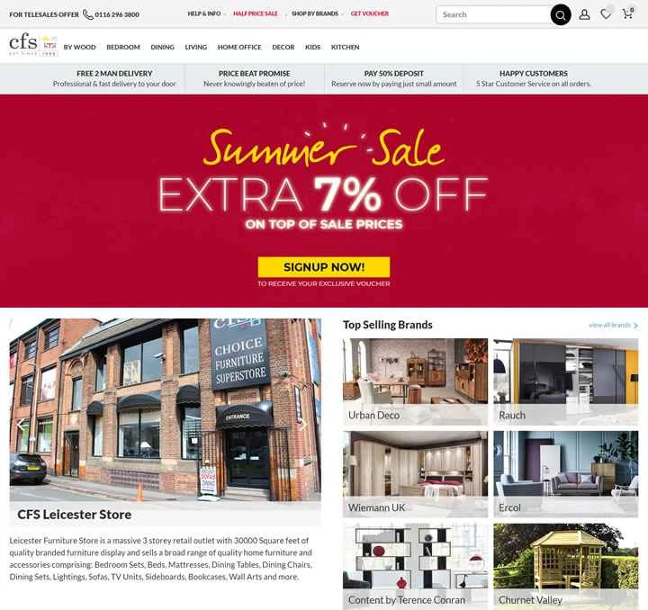 Choice Furniture Superstore は、英国レスター発の松材とオーク材の家具を扱うオンライン ストアです。