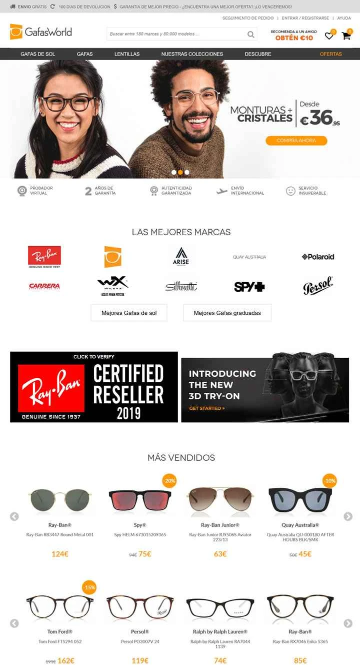 GafasWorld Spain: サングラス、眼鏡、コンタクトレンズを購入