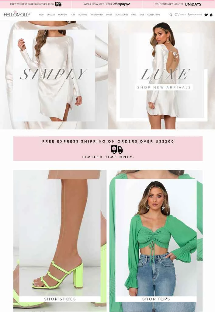 Hello Molly USA：女性向けファッションオンライン