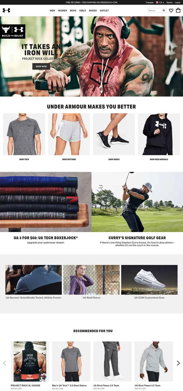 アンダーアーマーカナダ公式サイト：アンダーアーマーカナダ