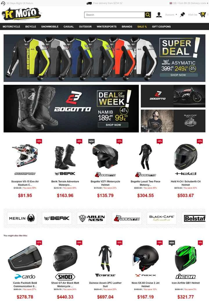 FC-Moto UK: ヨーロッパ最大級のバイク用アパレルとヘルメットの店