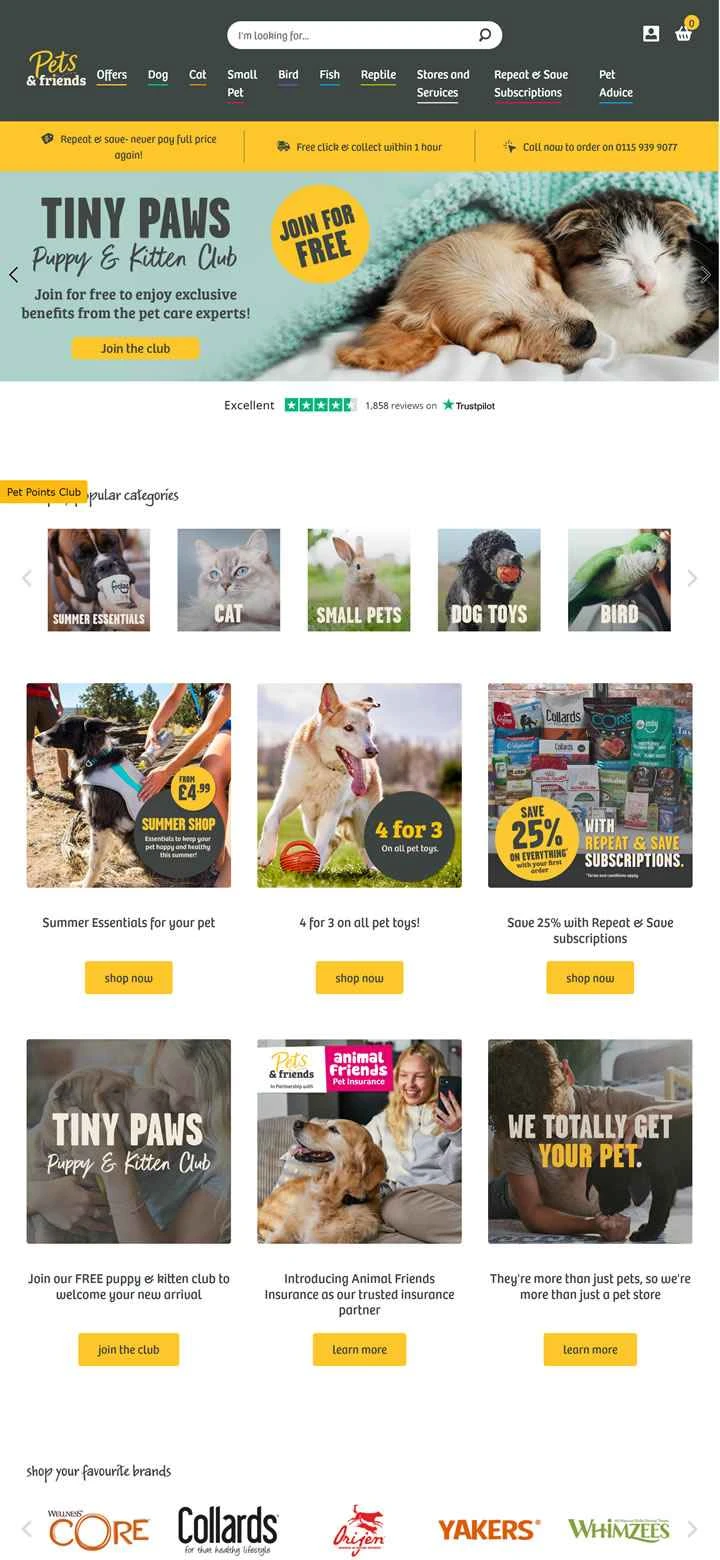 英国のペットフード・ペット用品店「Pets & Friends」