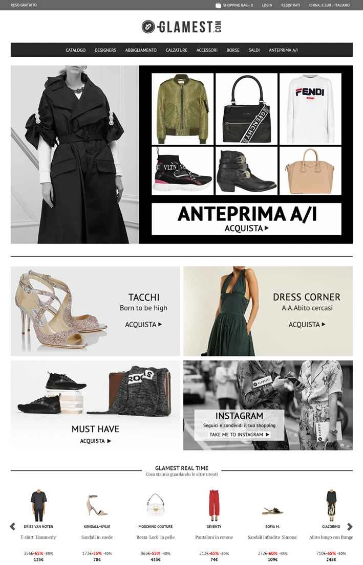 Glamest Italy：女性向けオンライン高級ブランド