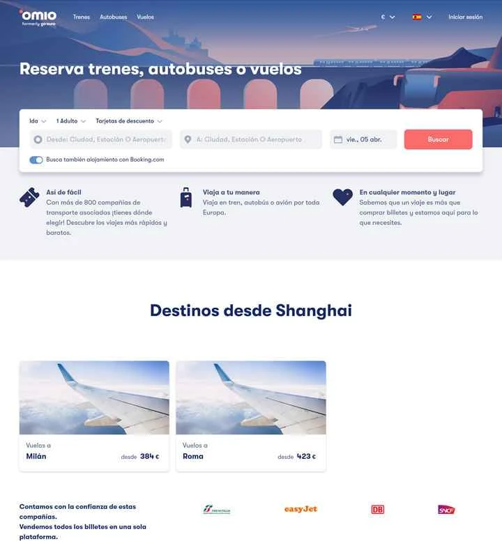 Omio Spain: ヨーロッパ全域の格安バス、電車、航空券を検索して比較します。