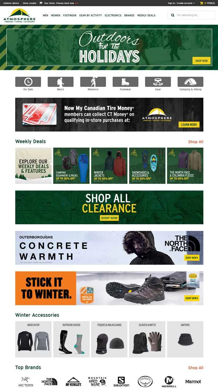 カナダを代表するアドベンチャー＆アウトドア用品販売店、アトモスフィア