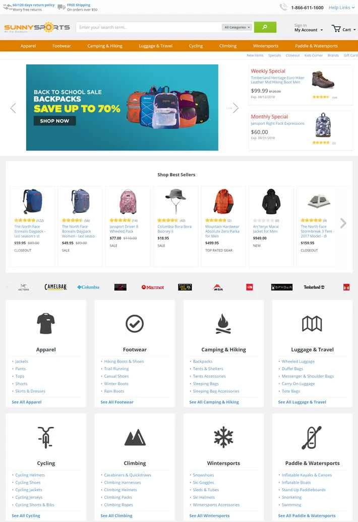 サニースポーツ：（キャンプ用品やハイキング用品の購入）