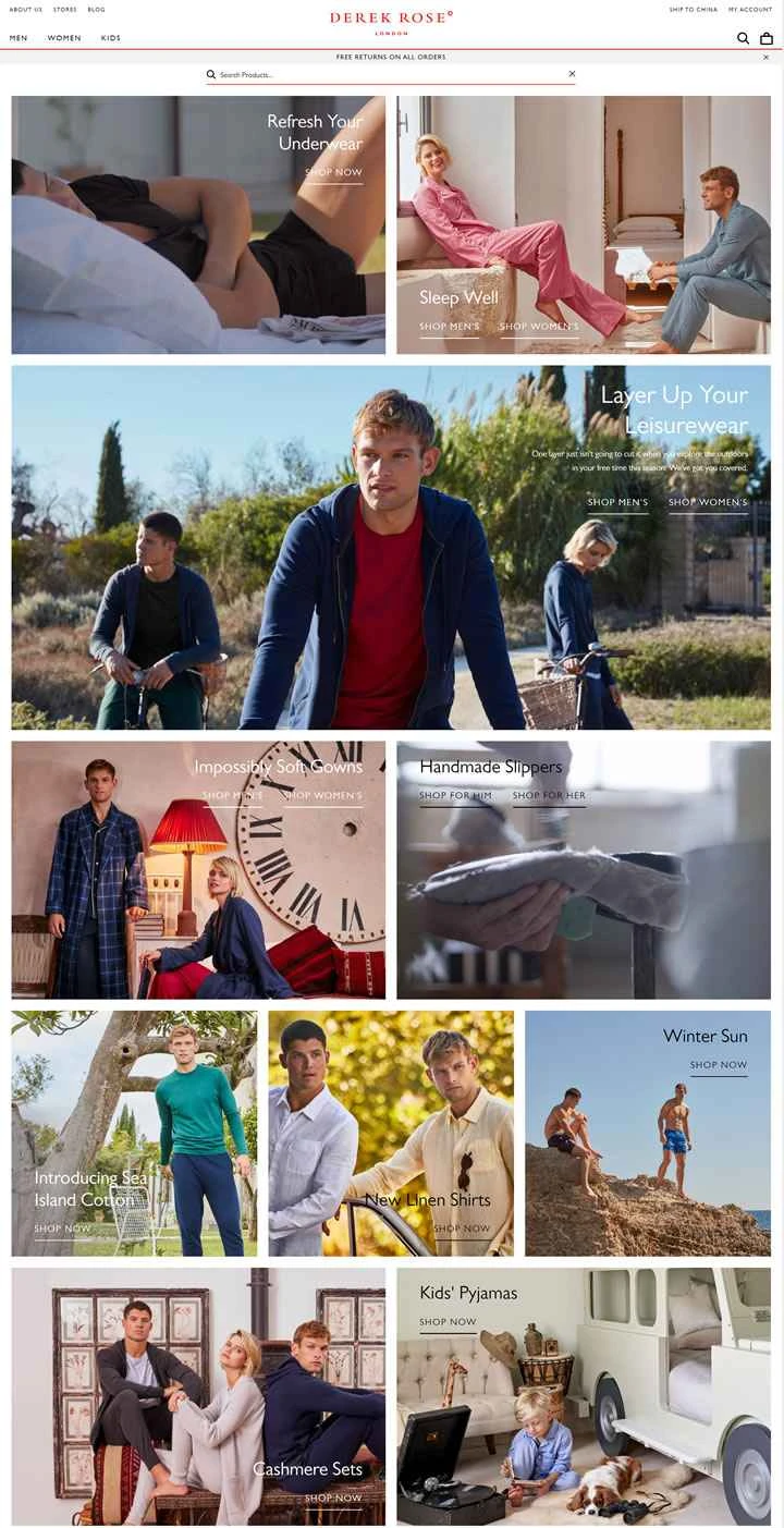 デレク・ローズ公式サイト：英国の高級パジャマ、ラウンジウェア、ランジェリーブランド