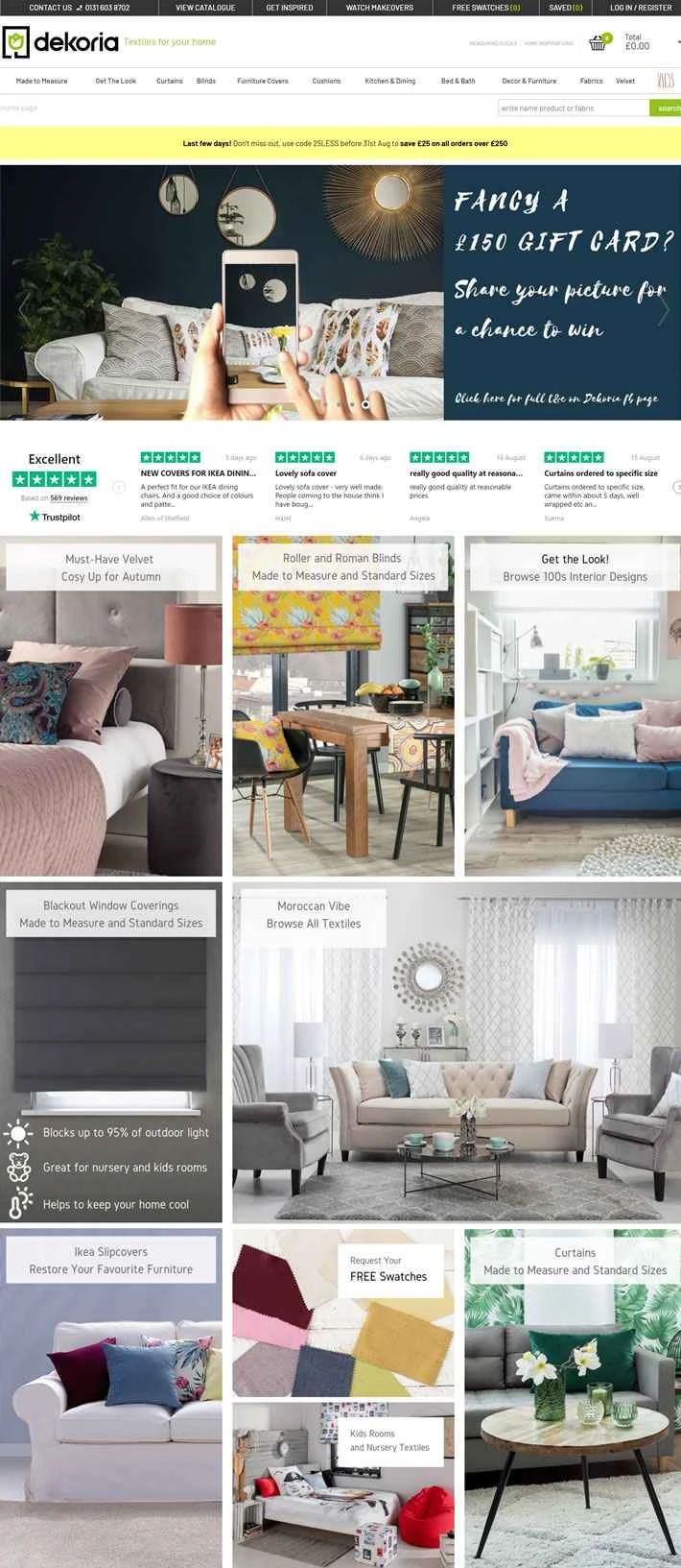 デコリア：英国でオーダーメイドのカーテンと織物をワンストップで購入できるショップ