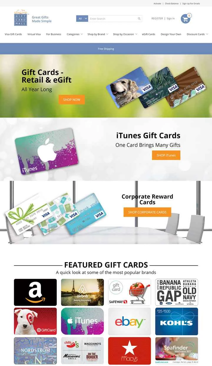 ギフトカードモール（米国）