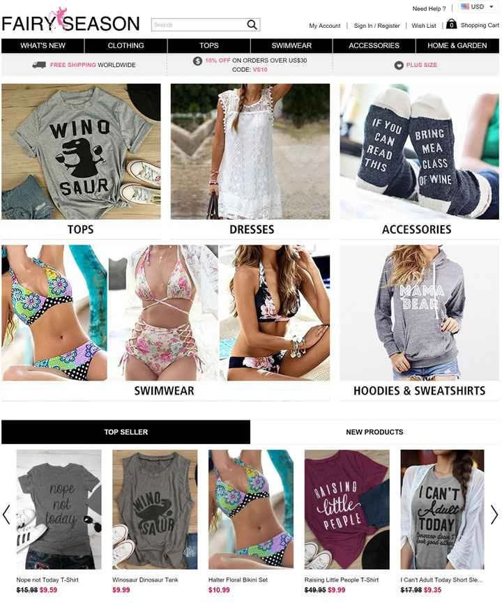 Fairyseason: 個人および卸売業者に女性用アパレルとアクセサリーを提供します。