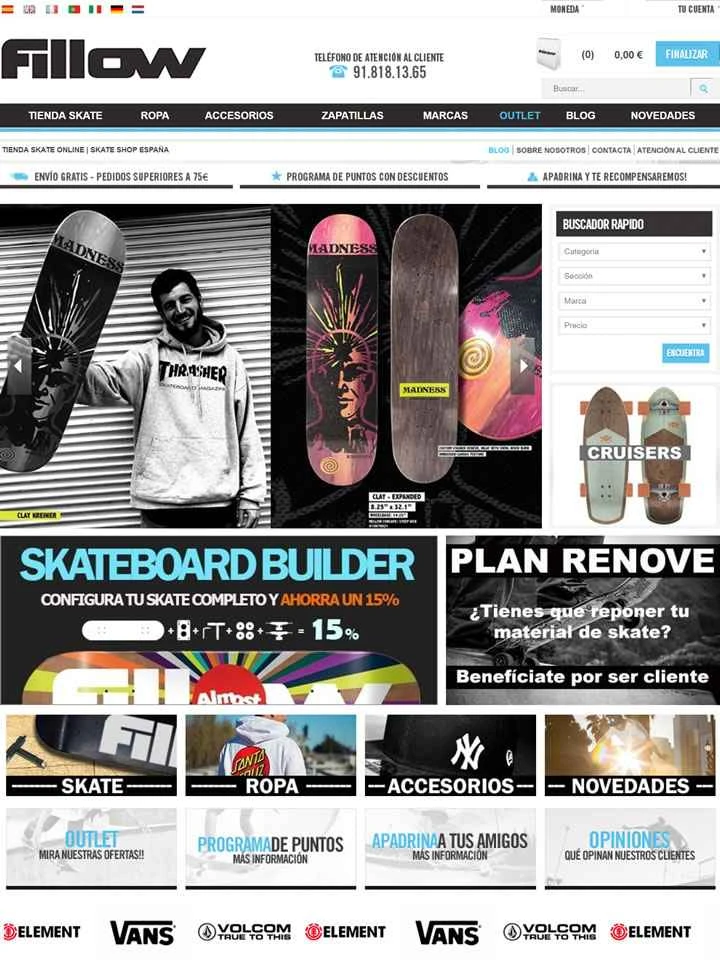 Fillow.net は、スペイン最大のオンライン スケートボードおよびストリートウェア ストアです。