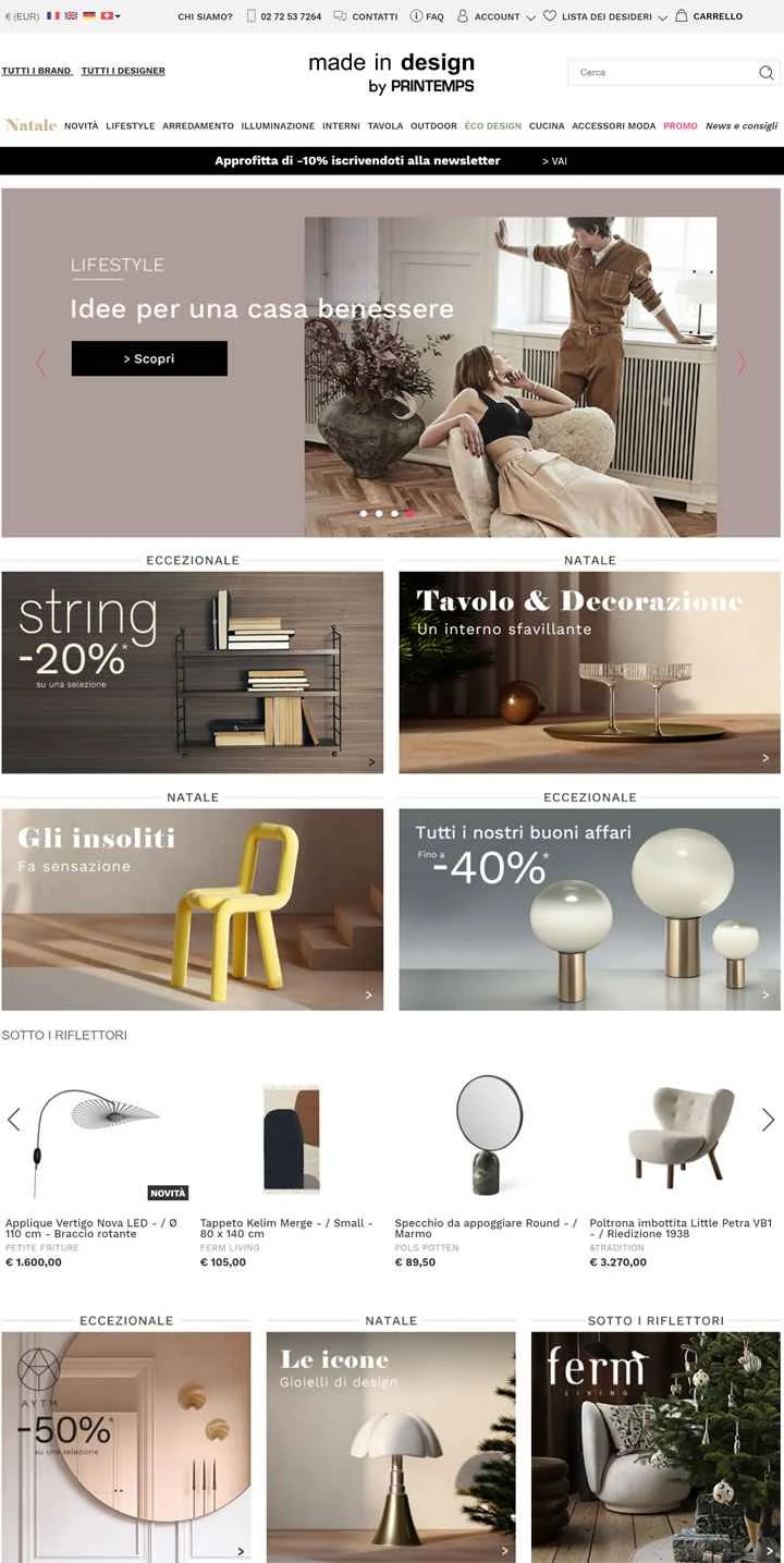 イタリア製デザイン：モダンな家具、デザイナー照明、インテリア