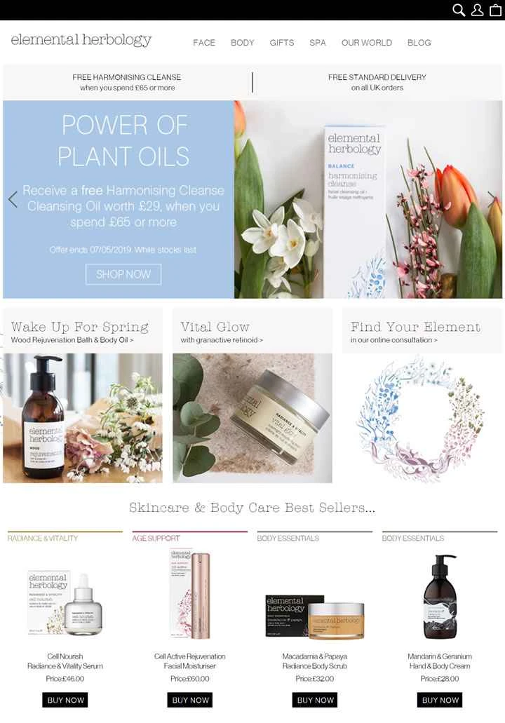 エレメンタルハーボロジー公式サイト：英国の美容ブランド