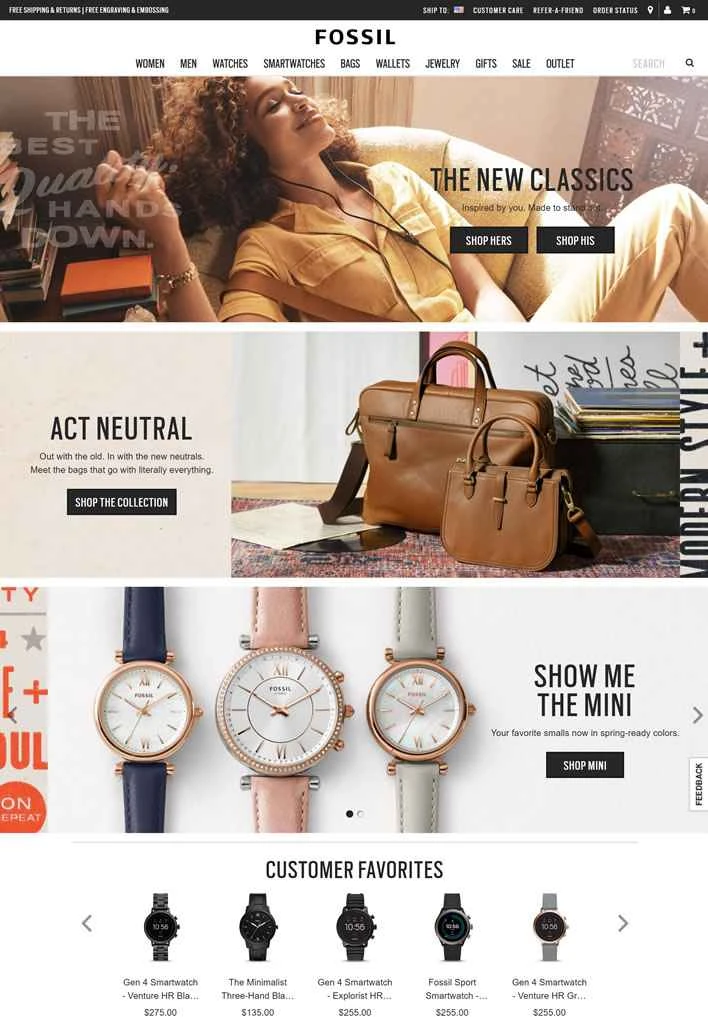 Fossil USウェブサイト: Fossilの腕時計、ハンドバッグ、ジュエリー、アクセサリー