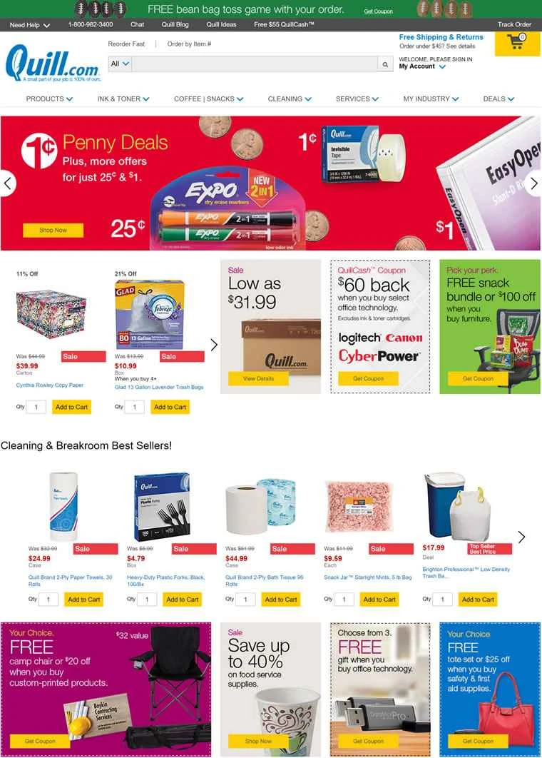 米国のオフィス用品オンラインストア Quill.com。