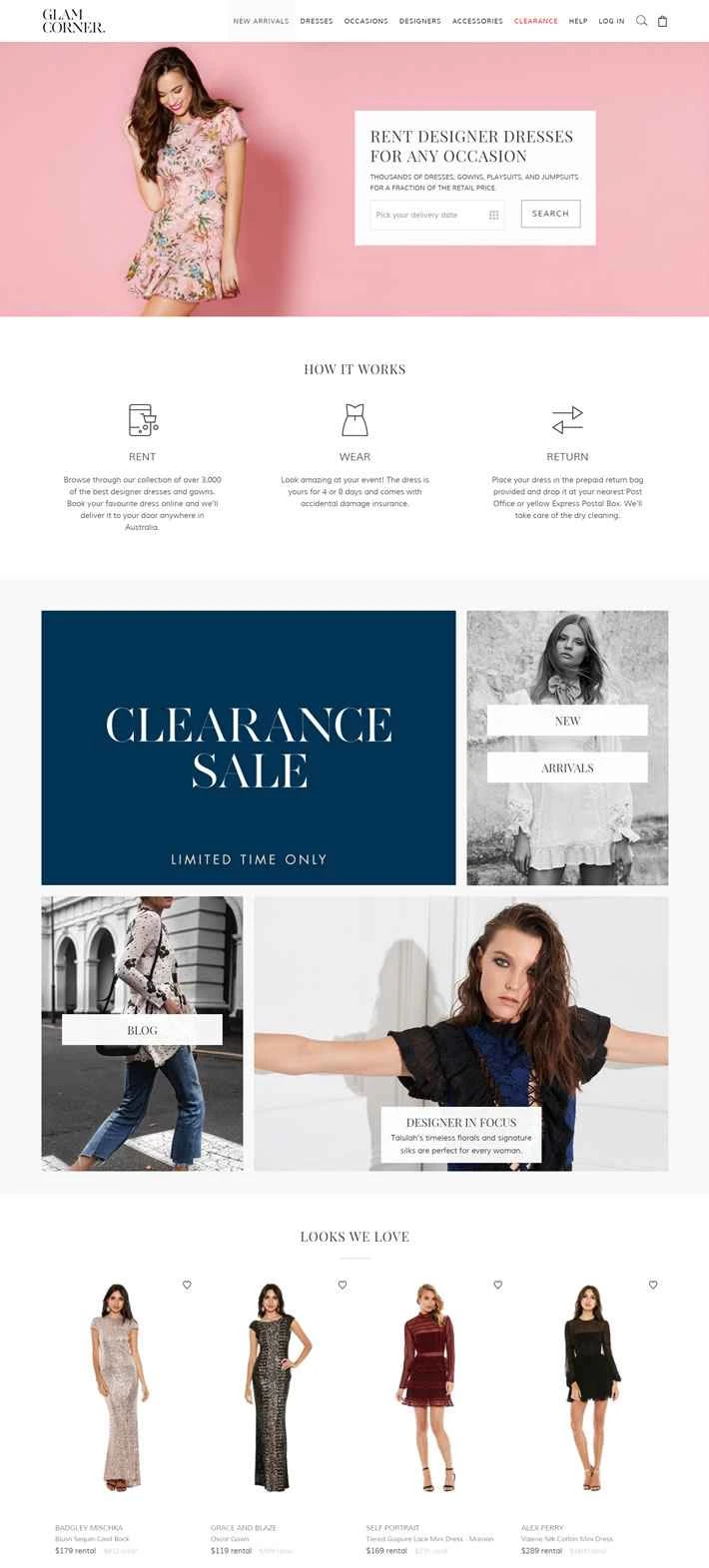 GlamCorner、オーストラリアNo.1デザイナードレスレンタルウェブサイト
