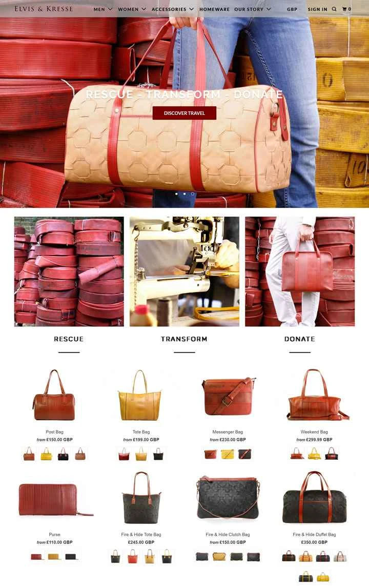 英国のサステイナブル高級ハンドバッグブランド：Elvis & Kresse