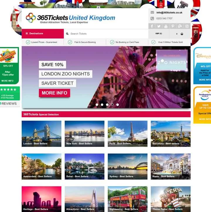 365チケットUK：世界のアトラクションチケット