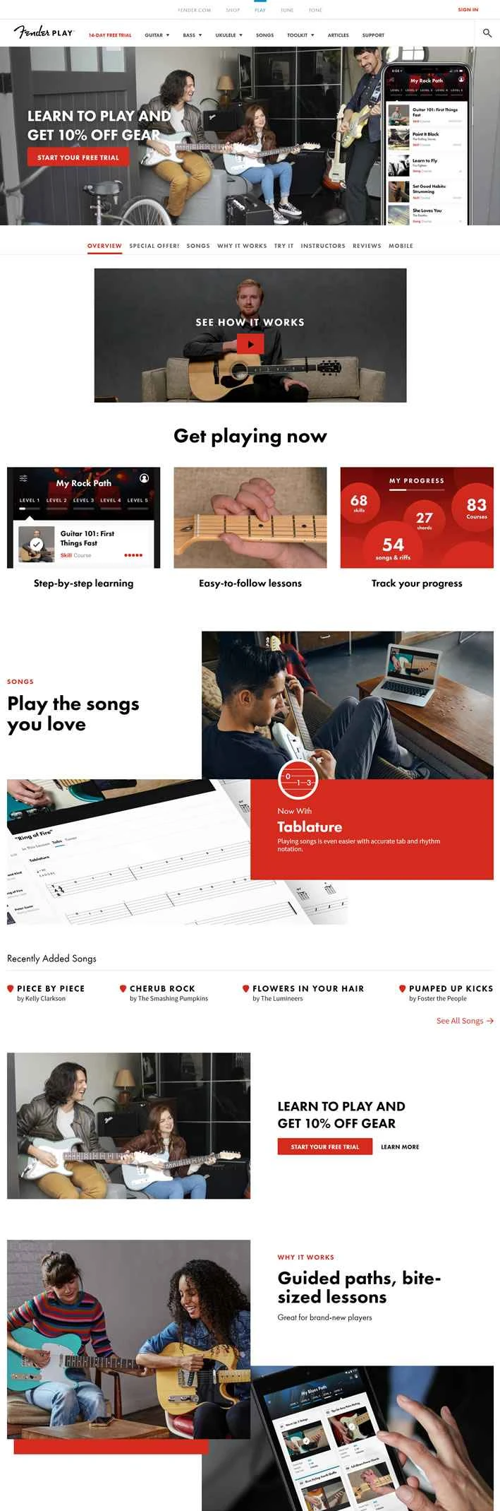 Fender Playでギターの演奏方法をオンラインで学びましょう。