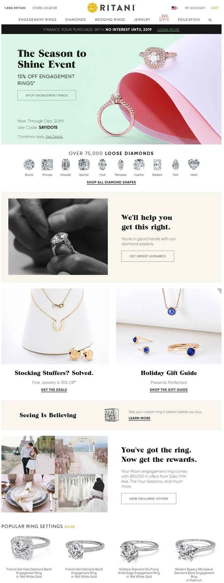 アメリカ発、カスタムメイドのダイヤモンド婚約指輪：リタニ