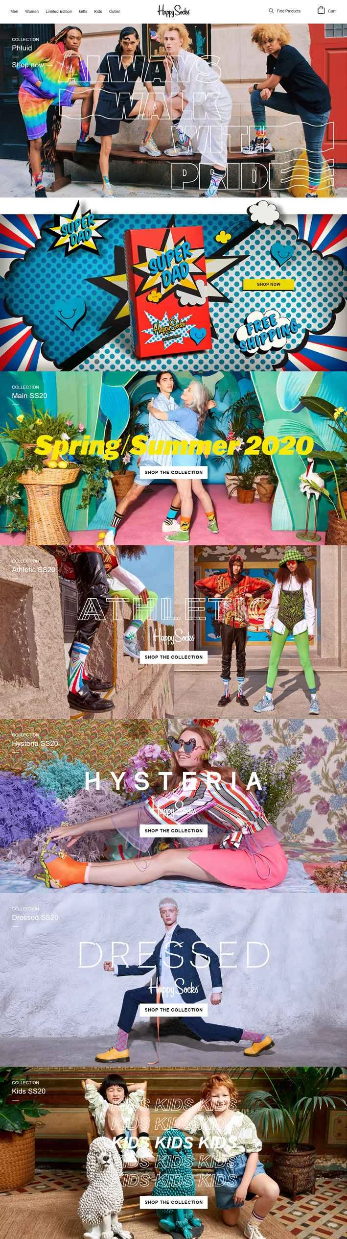 Happy Socks UKウェブサイト: カラフルなソックスを購入