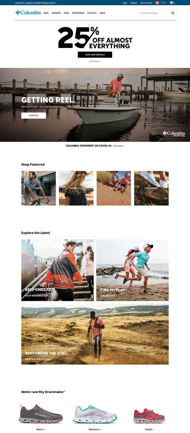 コロンビアスポーツウェアカナダ公式ウェブサイト