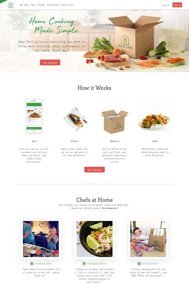 Home Chef は、米国を拠点とする調理済み食材の提供会社です。