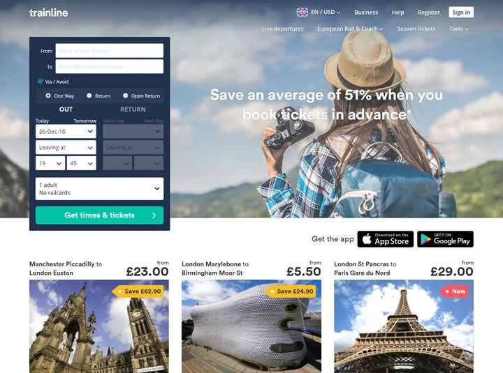 Trainline は、ヨーロッパを代表する鉄道およびバスのチケット予約プラットフォームです。