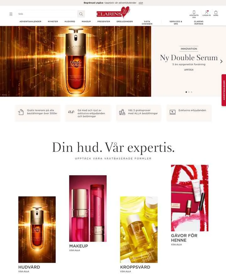 クラランス スウェーデン公式ウェブサイト：ヨーロッパNo.1のラグジュアリースキンケアブランド