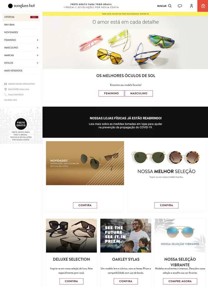 サングラスハット ブラジル オンラインストア：男性と女性のためのサングラス