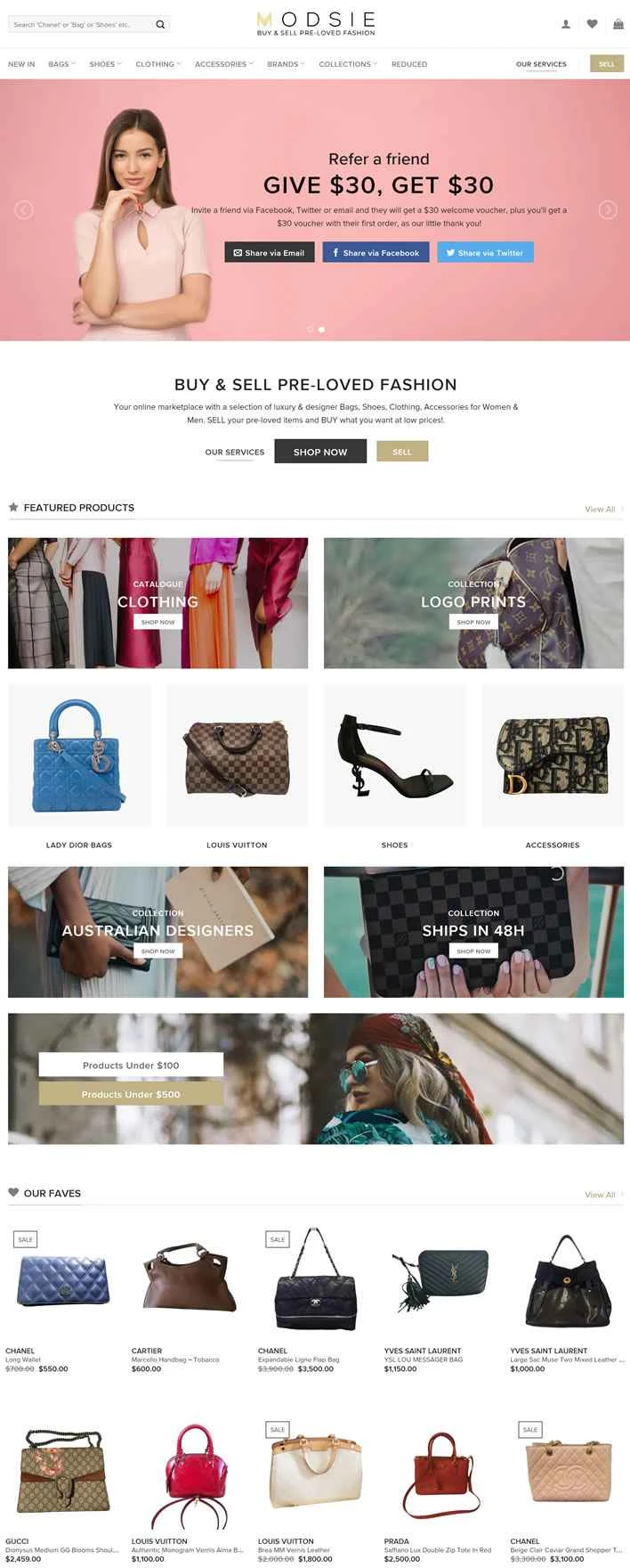 オーストラリアの中古高級品ウェブサイト「Modsie」