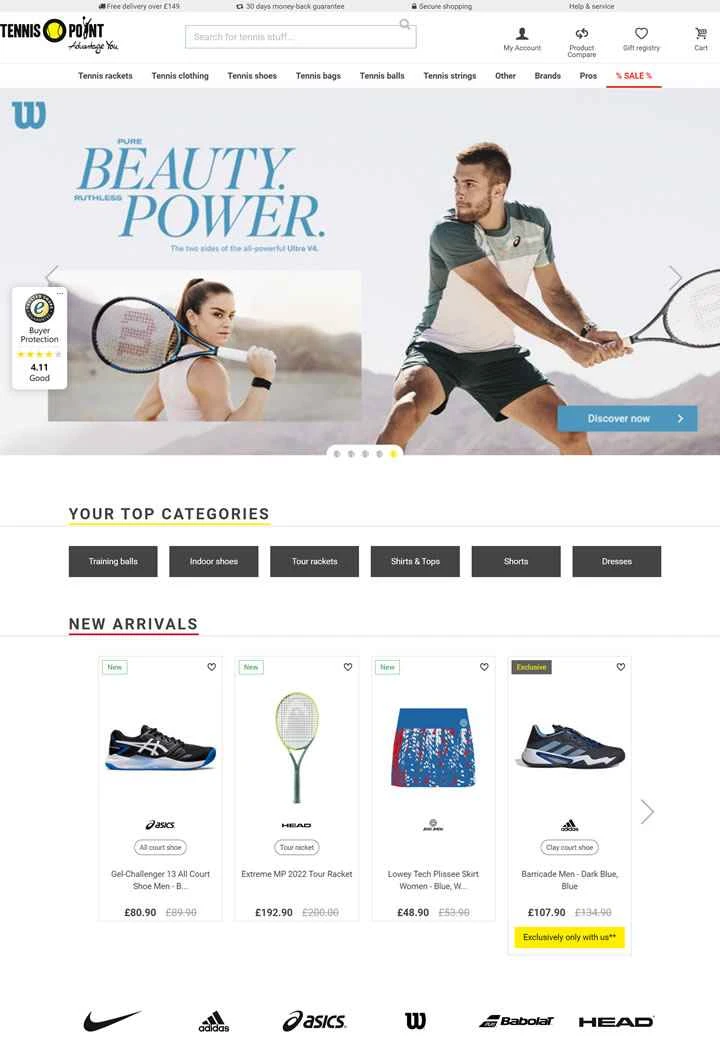 英国のテニスショップ「テニスポイント」