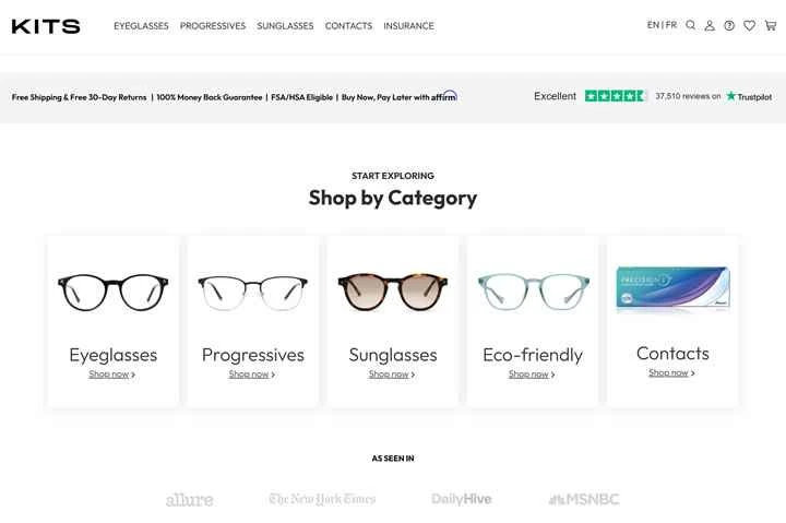 カナダNo.1アイウェアストア：Kits.ca