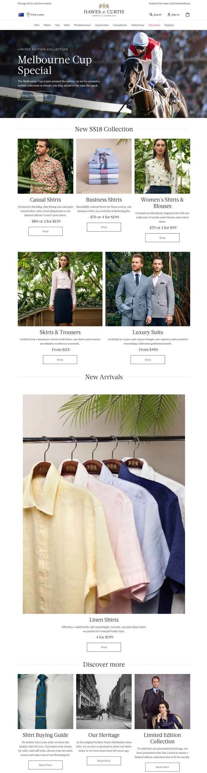 Hawes & Curtis Australia 公式サイト: クラシックな英国製衣料ブランド