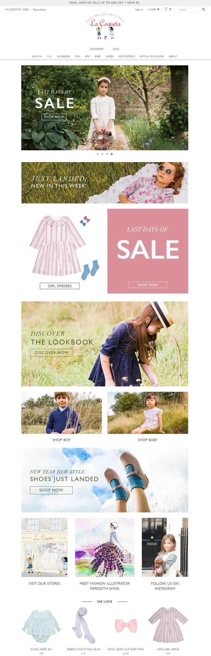 ロンドンにあるスペインの子供服ブティック、La Coqueta。