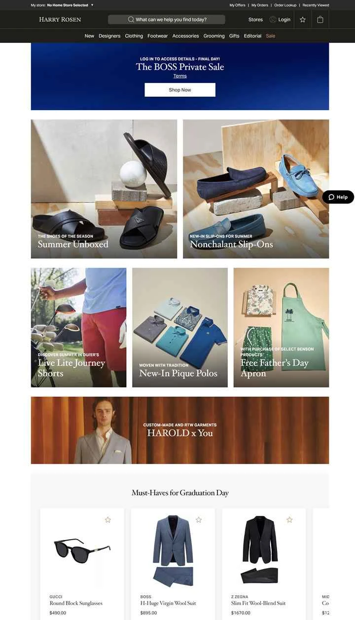 ハリー・ローゼン公式サイト：メンズデザイナーアパレルとフットウェア