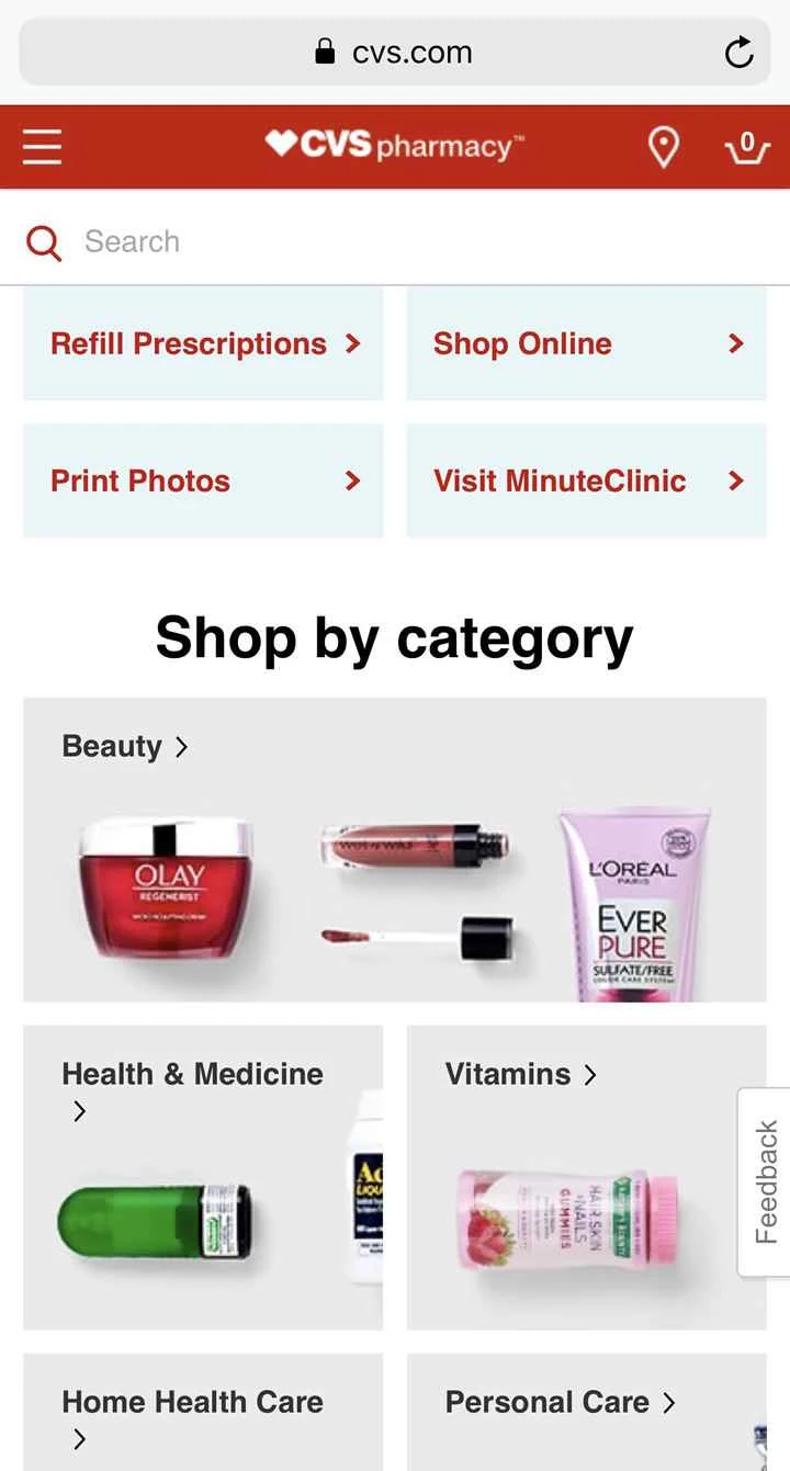 CVSファーマシー（米国ウェブサイト）