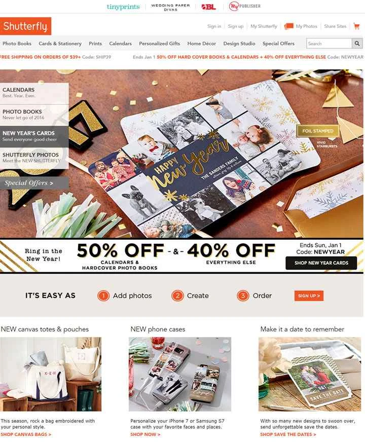 アメリカ最大のオンライン写真プリントストア、Shutterfly