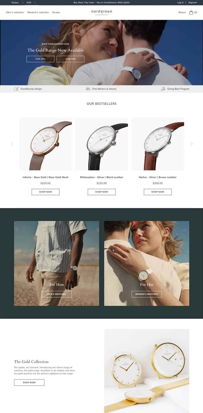 Nordgreen USウェブサイト：ミニマリストなスカンジナビアの腕時計をオンラインで購入