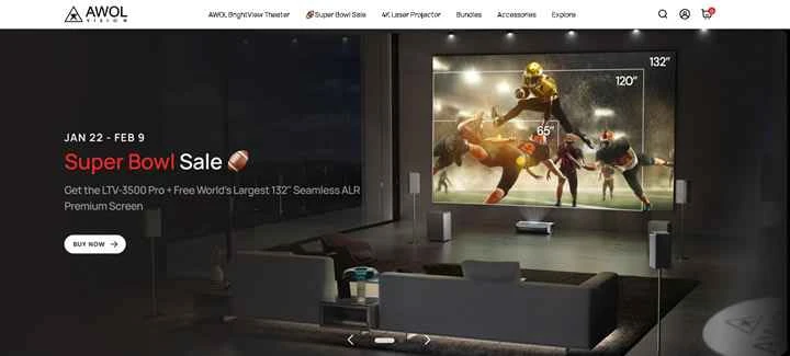 高度なホームシアタープロジェクター：AWOL Vision（優れた映画効果を実現）